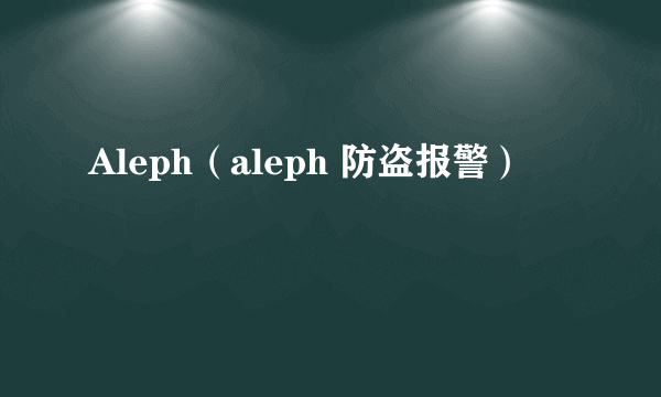 Aleph（aleph 防盗报警）