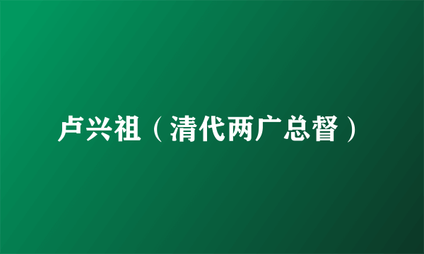 卢兴祖（清代两广总督）