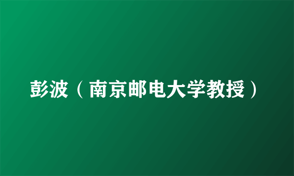 彭波（南京邮电大学教授）
