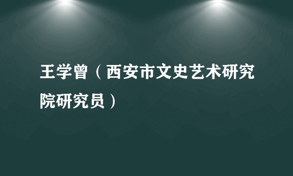 王学曾（西安市文史艺术研究院研究员）