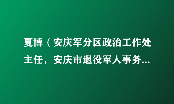 夏博（安庆军分区政治工作处主任，安庆市退役军人事务局党组成员、副局长）