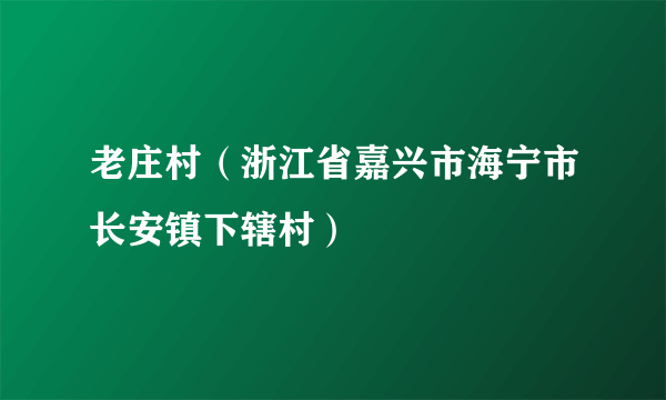 老庄村（浙江省嘉兴市海宁市长安镇下辖村）