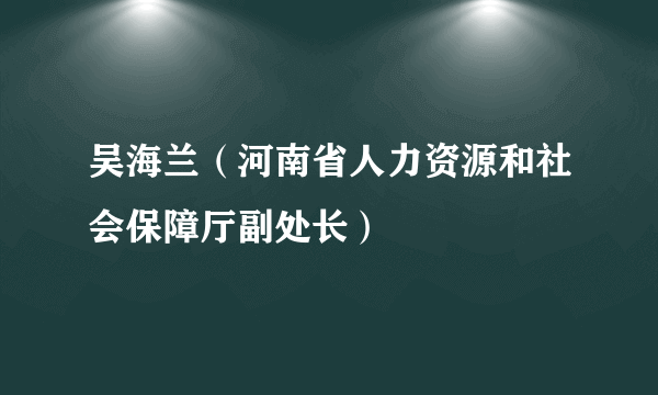 吴海兰（河南省人力资源和社会保障厅副处长）