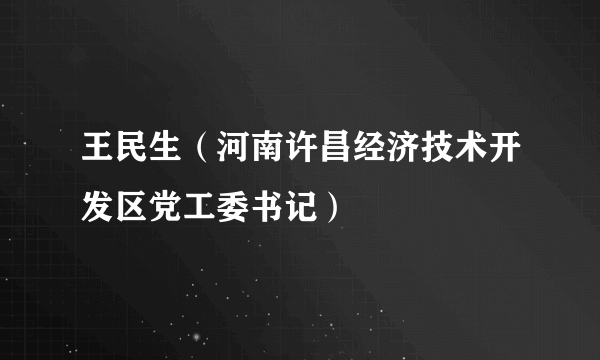 王民生（河南许昌经济技术开发区党工委书记）