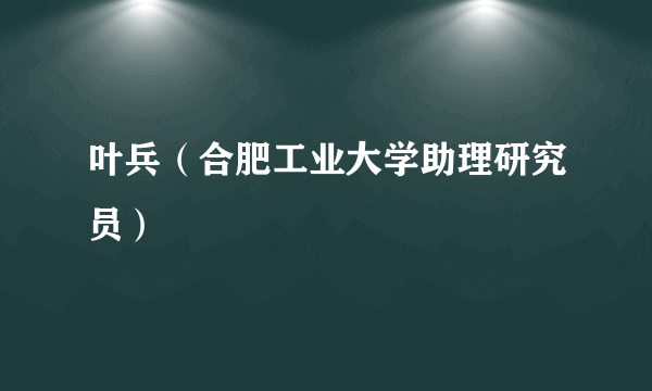 叶兵（合肥工业大学助理研究员）