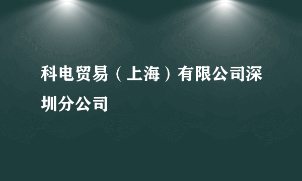 科电贸易（上海）有限公司深圳分公司