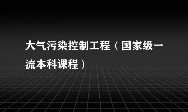 大气污染控制工程（国家级一流本科课程）