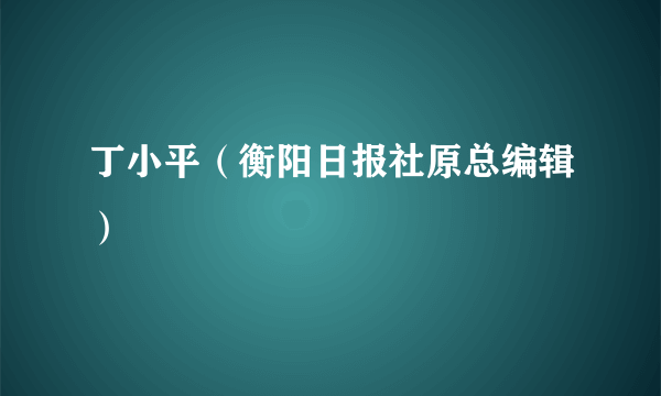 丁小平（衡阳日报社原总编辑）