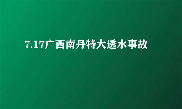 7.17广西南丹特大透水事故