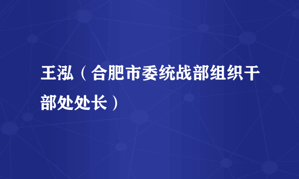 王泓（合肥市委统战部组织干部处处长）