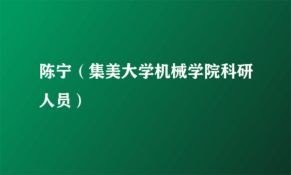 陈宁（集美大学机械学院科研人员）