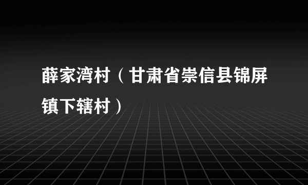 薛家湾村（甘肃省崇信县锦屏镇下辖村）