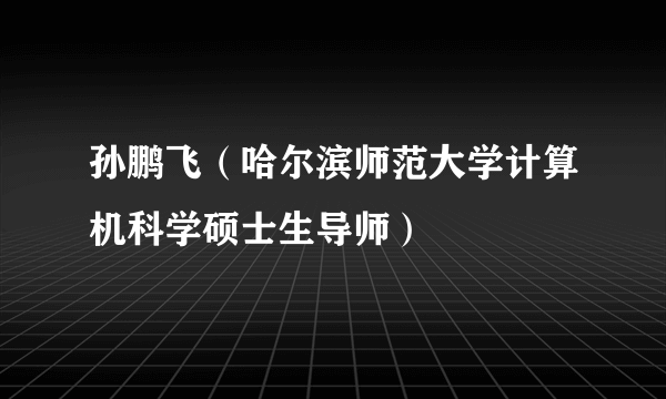 孙鹏飞（哈尔滨师范大学计算机科学硕士生导师）