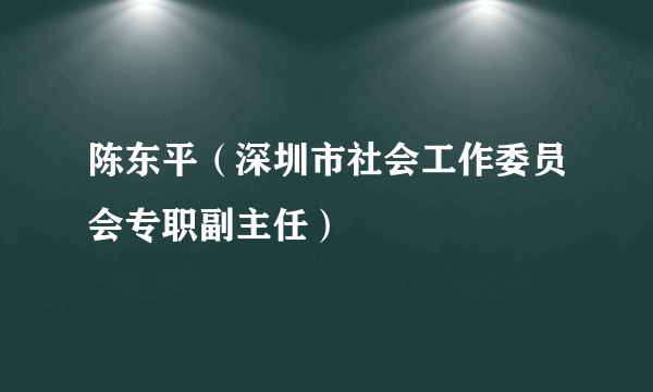 陈东平（深圳市社会工作委员会专职副主任）