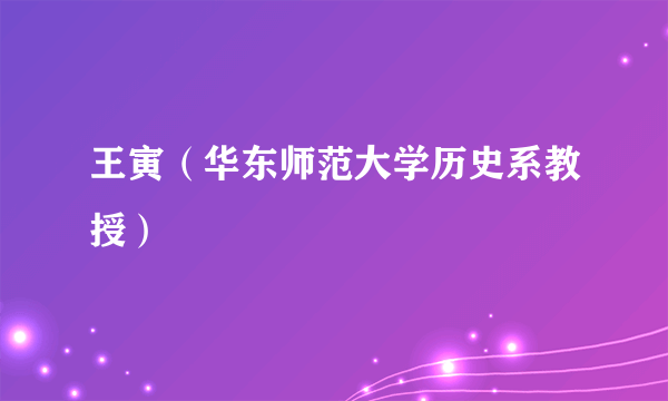 王寅（华东师范大学历史系教授）