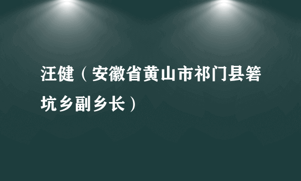 汪健（安徽省黄山市祁门县箬坑乡副乡长）