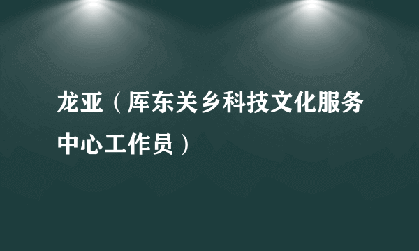 龙亚（厍东关乡科技文化服务中心工作员）
