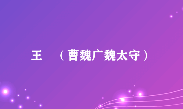 王赟（曹魏广魏太守）