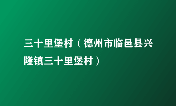 三十里堡村（德州市临邑县兴隆镇三十里堡村）