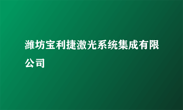 潍坊宝利捷激光系统集成有限公司