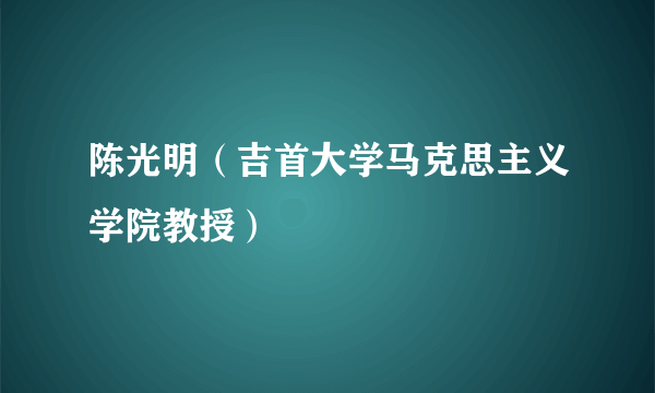 陈光明（吉首大学马克思主义学院教授）