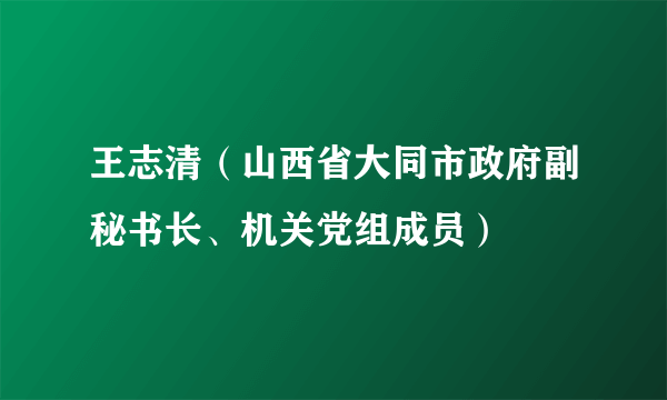 王志清（山西省大同市政府副秘书长、机关党组成员）