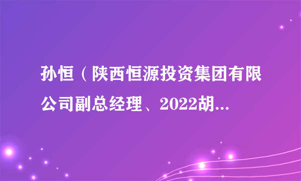 孙恒（陕西恒源投资集团有限公司副总经理、2022胡润全球富豪榜入选者）