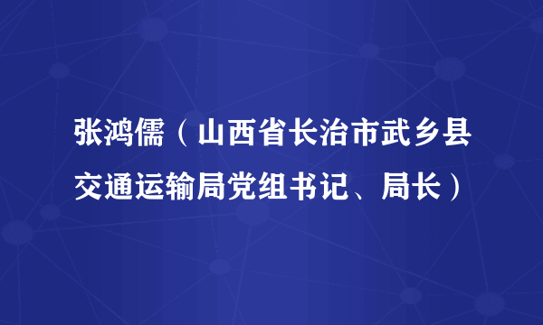 张鸿儒（山西省长治市武乡县交通运输局党组书记、局长）