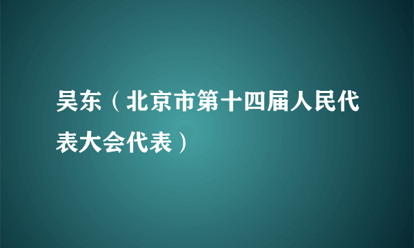 吴东（北京市第十四届人民代表大会代表）