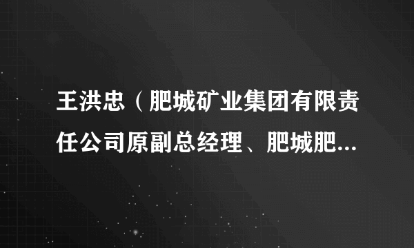 王洪忠（肥城矿业集团有限责任公司原副总经理、肥城肥矿煤业有限公司原副总经理）