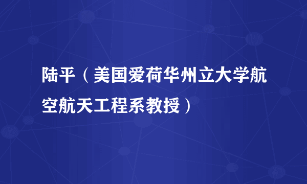 陆平（美国爱荷华州立大学航空航天工程系教授）