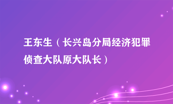 王东生（长兴岛分局经济犯罪侦查大队原大队长）