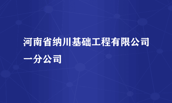河南省纳川基础工程有限公司一分公司