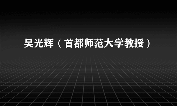 吴光辉（首都师范大学教授）