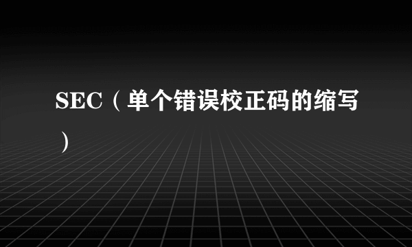 SEC（单个错误校正码的缩写）