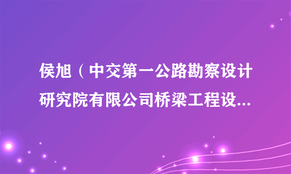 侯旭（中交第一公路勘察设计研究院有限公司桥梁工程设计院院长）