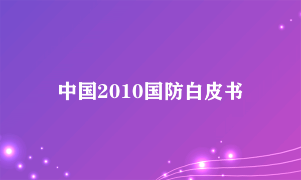 中国2010国防白皮书