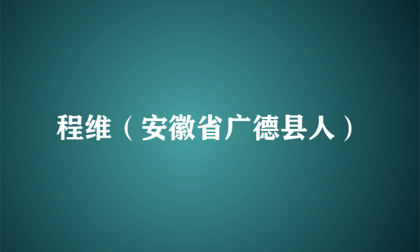 程维（安徽省广德县人）