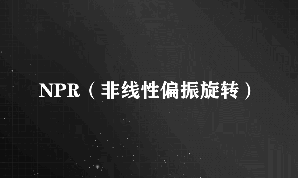 NPR（非线性偏振旋转）
