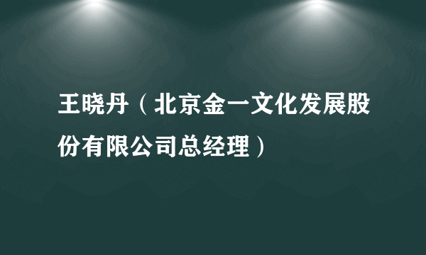 王晓丹（北京金一文化发展股份有限公司总经理）