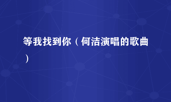 等我找到你（何洁演唱的歌曲）