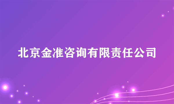 北京金准咨询有限责任公司