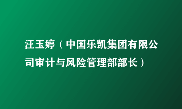 汪玉婷（中国乐凯集团有限公司审计与风险管理部部长）