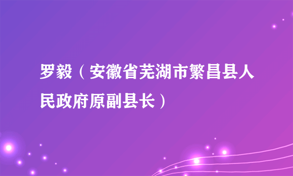 罗毅（安徽省芜湖市繁昌县人民政府原副县长）