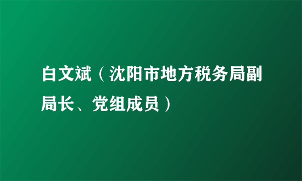 白文斌（沈阳市地方税务局副局长、党组成员）