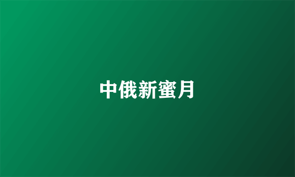 中俄新蜜月