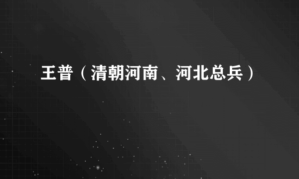 王普（清朝河南、河北总兵）