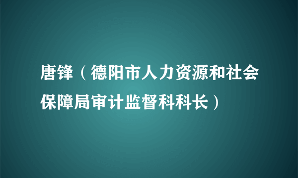 唐锋（德阳市人力资源和社会保障局审计监督科科长）