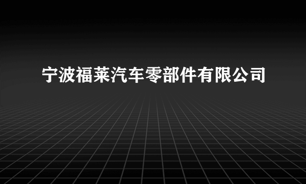 宁波福莱汽车零部件有限公司