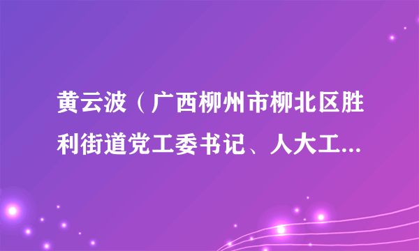 黄云波（广西柳州市柳北区胜利街道党工委书记、人大工委主任）